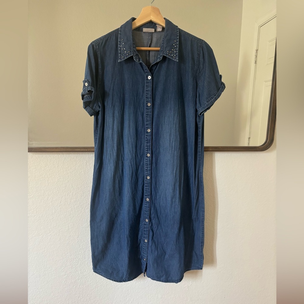 Chicos women’s denim shirt dress, Size 2